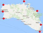 Mapa Menorky - majaky